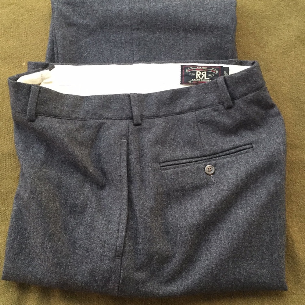 RRL Ralph Lauren charcoal wool flannel trousers